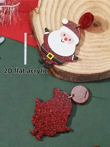 1 Pair Cute & Festive Santa Claus Design Dangle Earrings, Suitable For Women's Party And Christmas Wear (Card For Display Only)