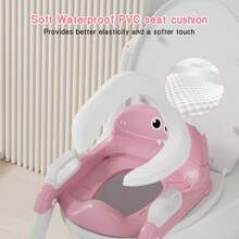 Potty Training Toilet Seat With Step Stool Ladder, 2-In-1 Toddler Potty Seat With Removable Triangular Stable Base, Splash Guard, Non-Slip Pads And Step Stool, Dinosaur Design With Multiple Color Options - Pink - View 5