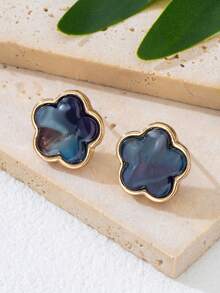 5 paia di orecchini a bottone con decorazione a quadrifoglio di lusso, set di gioielli per orecchini eleganti e versatili alla moda per le donne