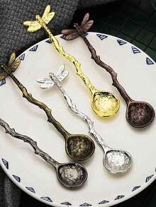 一套锌合金复古雕花工艺咖啡勺蜜蜂圆勺下午茶甜品蛋糕冰淇淋茶匙搅拌勺1件 - 彩色 - 查看 4