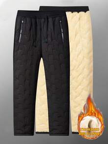 Winter Women's Plus Size Thermal Lined Straight Leg Sweatpants, Warm And Comfortable Casual Pants For Winter