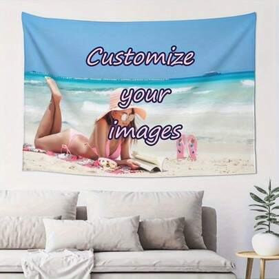 Customize Tapestries, Upload Personalized Backgrounds, Banner Printing For Any Design You Have, Perfect For Home And Living Room Decoration, Suitable For Father's Day, Mother's Day, Halloween, Christmas, Christmas Eve, Valentine's Day, Birthdays, Personalized Anniversaries - Upload Pictures For Customization