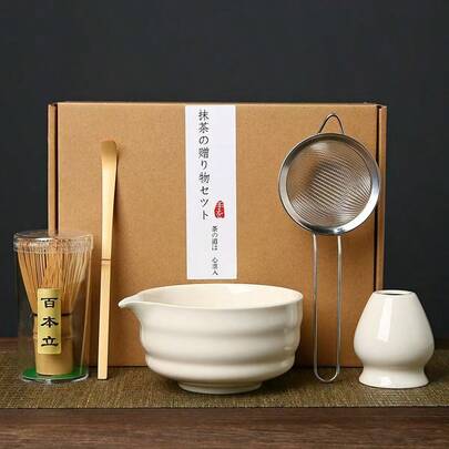 1pc/5pcs Matcha Bowl, Matcha Whisk, Matcha Scoop, Japanese Style Traditional Matcha Tea Ceremony Tool Set, Gift Box