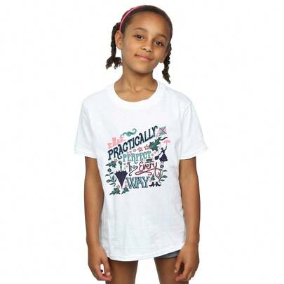 NASA Girls Practically Perfect In Every Way Cotton T-Shirt (White) - 100% Ringspun Cotton - 153gsm - (BI1335)