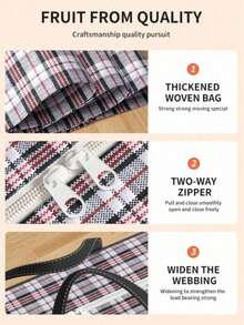 حقيبة تخزين قابلة للطي بسعة كبيرة ومطبوعة بنمط مربعات، سميكة ومقاومة للماء والبلى، مناسبة لعدة سيناريوهات مثل الانتقال والسفر، ضرورية للتخزين المنزلي