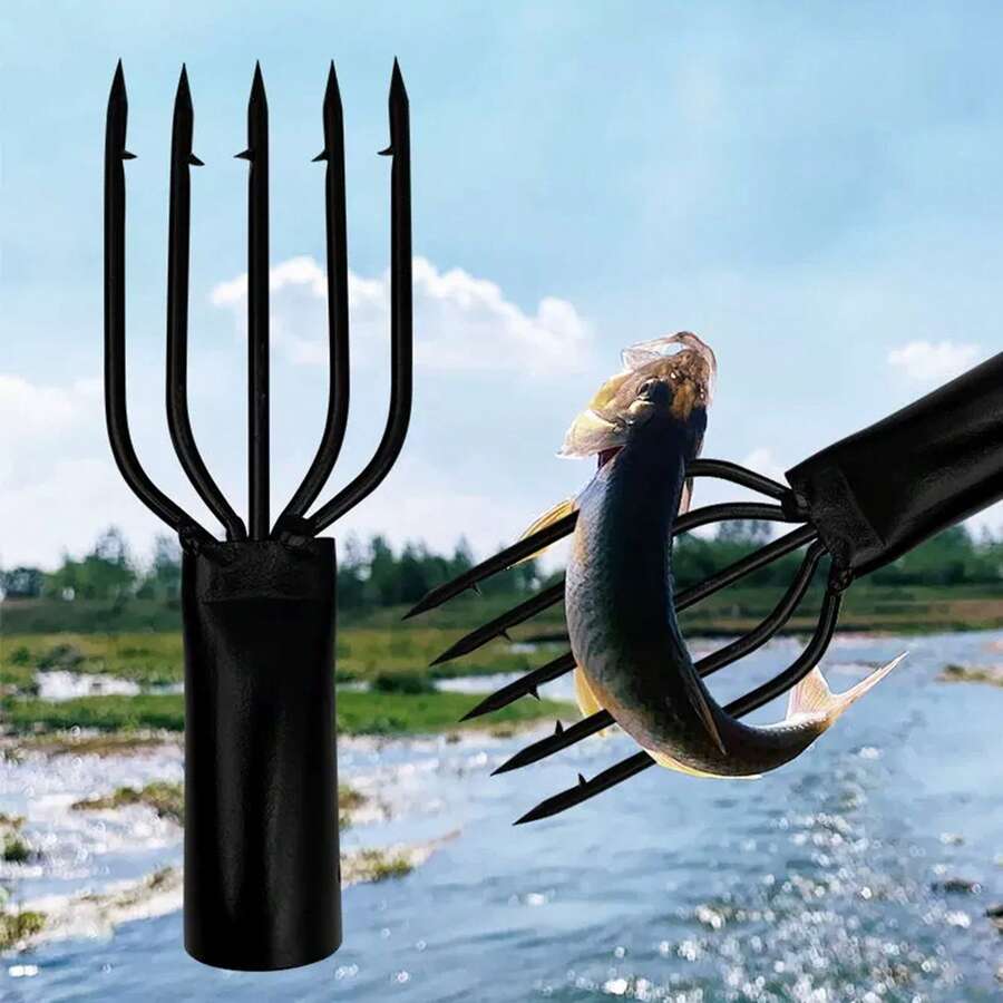 Stainless Steel Fishing Gaff Spear With 5-Prong Hook For Frog Flounder Hunting Outdoor Fishing