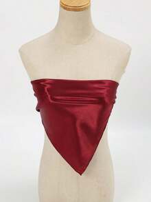 1pc Women's Solid Color Bandana, Multi-Purpose Satin Scarf, Versatile Hair Band, Headband, And Neck Wrap, Stylish Accessory For Dressing Up Your Look, Ideal For Daily Wear, Casual Outfits, And Chic Styling - 勃根地 - 查看 3