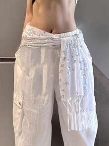 1 件女士肚皮舞亮片臀巾，肚皮舞流苏腰链，亮片腰带，表演腰巾 - 彩色 - 查看 11