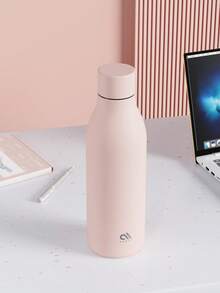 Garrafa esportiva fosca de 17 oz, garrafa de água isolada em formato de cola, retenção de frio de 12 horas, aço inoxidável de parede dupla à prova de vazamentos, perfeita para esportes, academia, viagens e escola - Rosa - Ver 2