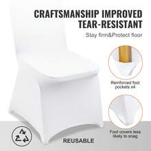 50 Pack Elastic Spandex Chair Covers For Folding Chairs, Universal Fit, Removable & Washable Slipcovers, For Weddings, Holidays, Banquets, Parties - 50Pcs Klappstühle - 查看 5