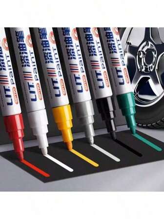Car Paint Marker Pen, Furniture Scratch Repair Pen, DIY Handmade Black Card Birthday Card Drawing Graffiti Pen, Craft Marker Pen, Metal Repair Pen Suitable For Any Material, White, Black, Red, Gold, Silver, Blue Touch Up Paint Marker Pen, Waterproof, Oil-Resistant, Smudge-Proof Oil-Based Pen