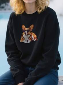 Pembroke Welsh Corgi Dog Sunglasses Sweatshirt - Black - View 2
