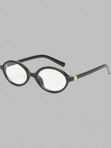 DareSee 1副女士黑色椭圆形PC镜框素面眼镜，适合日常佩戴，也适合圣诞节、音乐节、Y2K主题活动、返校季、秋季圣诞节、冬季圣诞节等场合，是理想的圣诞礼物之选。 - 黑色 - 查看 1