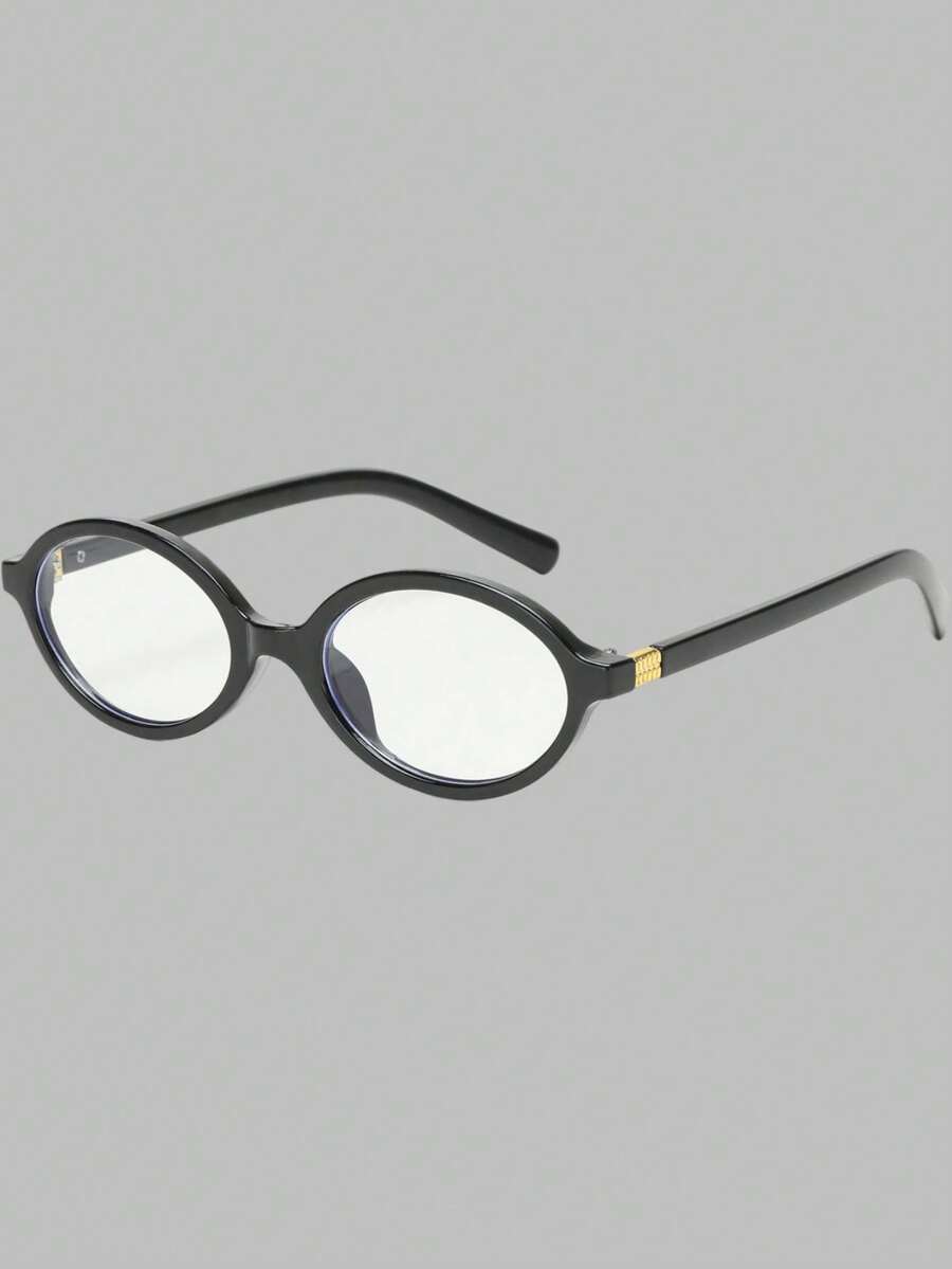 DareSee 1副女士黑色椭圆形PC镜框素面眼镜，适合日常佩戴，也适合圣诞节、音乐节、Y2K主题活动、返校季、秋季圣诞节、冬季圣诞节等场合，是理想的圣诞礼物之选。 - 黑色 - 查看 1