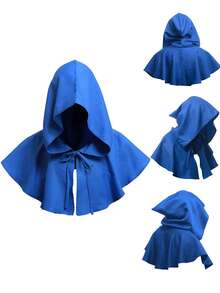 Medieval Hooded Cloak, Renaissance Period Short Hooded Cape, , Party Dress