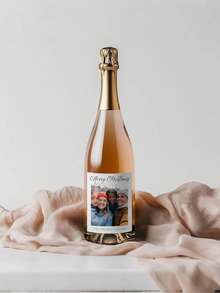 1-50 pièces Étiquettes de vin photo de Noël personnalisées, texte personnalisable, cadeaux de Noël personnalisés/faveurs de fête de Noël/étiquettes de Noël/cadeaux photo de vacances/cadeaux de vin de fête de Noël, cadeaux de Noël convenant aux membres de la famille et aux cadeaux de fête de Noël.