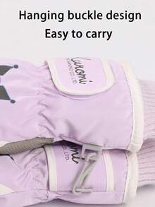 Sanrio زوج من القفازات الحرارية المبطنة المقاومة للماء والمناسبة للدراجات والتزلج والأنشطة الخارجية ذات نمط سانريو، مناسبة للخريف والشتاء