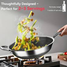 13.3 Inch Stainless Steel Nonstick Wok With Stay-Cool Handle & Induction Ready - Dishwasher , Compatible With All Cooktops (Gas, Electric, Induction), Even Heat Distribution, Durable 316 Stainless Steel Construction For Stir-Fry, Searing, Frying - Easy-Clean Surface & Scratch-Resistant Coating-Free Design, Chef Apron For Men, Wok Pan With Lid, Pan For Cooking, Commercial Wok, Wok Non Stick, Chinese Wok, Frying Pan, Big Wok Non Stick, Deep Skillet With Lid, Chef Tool, Large Wok - 銀色 - 查看 2
