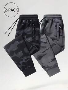 2pcs Men's Cuffed Camouflage Casual Pants, Minimalist Sports Sweatpants , Fall Clothes - Multicolor - View 6