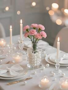 300颗仿珍珠花瓶填充物 - 家居装饰，适用于婚礼、生日、圣诞节和DIY手工 - 非常适合用作蜡烛中心装饰、餐桌中心装饰和派对装饰 | 优雅的桌面装饰 | 耐用塑料材质，圣诞节最佳选择，婚礼完美之选 - 彩色 - 查看 3