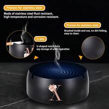 便携式不锈钢烟灰缸防烫烟嘴桌面圆形烟灰缸玫瑰金首字母图案防风烟灰缸吸烟办公室家居装饰烟灰缸架