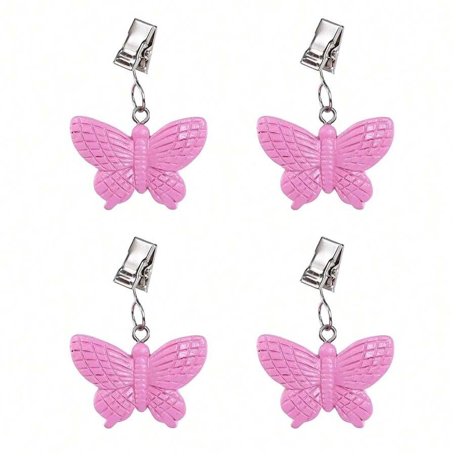 Home Set Of 4 Pink Butterfly Tablecloth Weights Clips Pink Butterfly Handicraft Tablecloth Clamps Pack Of 4{"Color_name":"PinkButterfly"} - Multiwarna10 - View 1