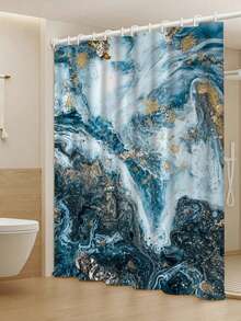 1/4 Stück Duschvorhang-Set mit blauem Marmordesign, wasserdichter Duschvorhang, Badezimmer Duschvorhang mit Trennung von nass und trocken, maschinenwaschbar, Badezimmer Dekoration, Badezimmer Accessoires, verschiedene Größen erhältlich, Weihnachtsdekoration