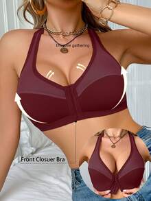 Morelect Reggiseno intimo da donna, per uso quotidiano, chiusura anteriore, con supporto e sollevamento, traspirante, confortevole, morbido