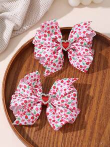 2个/6个女孩水果草莓柠檬蝴蝶结爱心发夹套装 - 彩色 - 查看 9