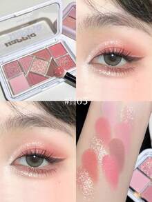 HOLD LIVE Mini Pink Frame 9-Color Eyeshadow Palette, Glass Sugar Paper Pearls, Matte Blush, Sensual Blue Eyeshadow - H05 - View 1