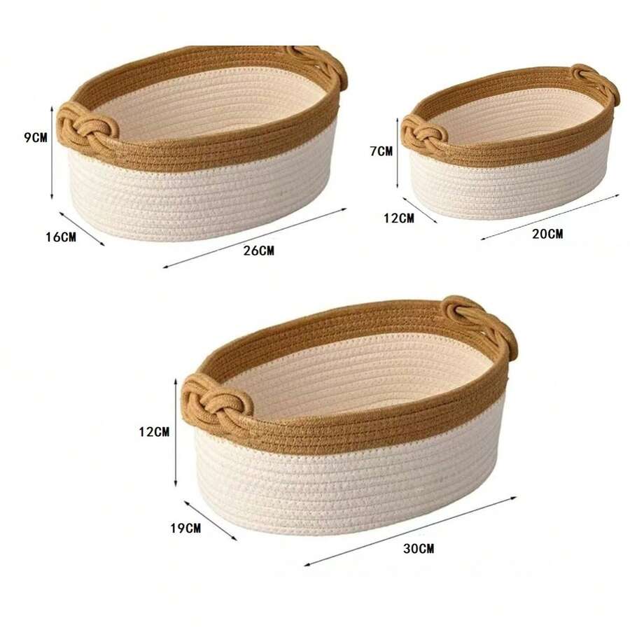 A Hand-Woven Storage Basket In Japanese Style, A Cord-Woven Desktop Storage Box, Suitable For Storing And Organizing Toys, Snacks And Small Items