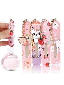 1pc 5ML Perfume Refillable Bottle With Pendant, Convenient Portable Mini Sample, Travel Size Bottom Spray Bottle With Printed Design - Multicolor - View 4