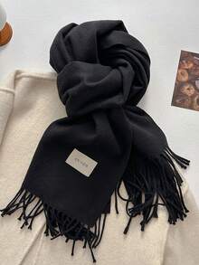 1条简约百搭高品质纯色仿羊绒保暖流苏围巾，时尚柔软的女士披肩，适合外衣装饰和连衣裙颈部保暖。 - 彩色 - 查看 24