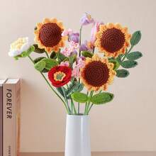 1/2/3 Stücke handgefertigte gehäkelte Sonnenblumen Garn Blumen - realistische gewebte Blumendekoration, geeignet für DIY Sträuße, Hochzeits- und Partydekorationen, romantische Geschenke zum Geburtstag, Jahrestag, Valentinstag, Lehrertag - Süß Akzente für den Schreibtisch Zuhause, perfekt für Weihnachts- und Feiertagsfeiern, ideales Geschenk für Freunde und Familie - Verschiedenfarbig - Übersicht 13