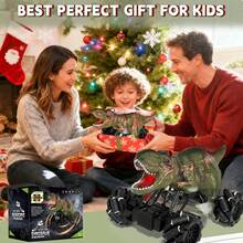 Dinosaur Remote Control Car Toys For Kids Boys, RC Stunt Drift Car With Light, Sound, Spray, Indoor Outdoor All Terrain Electric Toys Christmas Gifts For 3 4 5 6 7 8+ Year Old - 綠色 - 查看 8
