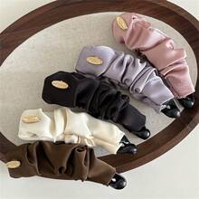 1个高档纯色褶皱香蕉夹，优雅马尾辫发饰，新款女士发夹，爪夹，发卡，发饰，头饰，女士发饰 - 彩色 - 查看 2