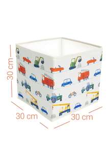 Car Patterned Mesh Toy Basket And Lidless Organizing Box Set - White - View 4