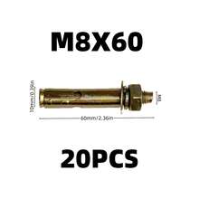 10 piezas/20 piezas Pernos de expansión de acero galvanizado, tornillos de expansión de cabeza hexagonal talla grande largos con recubrimiento de zinc de color