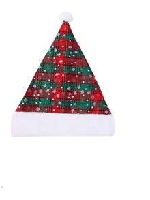 Gorro de Natal grosso, gorro de Papai Noel xadrez vermelho, decoração de Natal, gorro de Natal de pelúcia com floco de neve, decoração de Natal, decoração de inverno para o quarto, decoração de Natal para casa, presentes de Natal, decoração de Natal