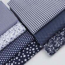 7pcs DIY Fabric Set - 19.7 Inch Squares, Assorted Patterns (Red Stars, Plaid, Floral, Polka Dots Etc.), Pre-Cut Polyester Fabric, Suitable For Sewing, Quilting And Scrapbooking Crafts - Navy Blue - View 5