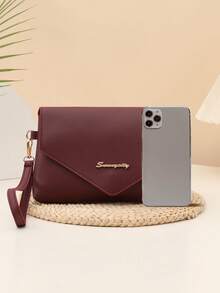 1pc Wristlet Coin Purse, Women's Fashion Minimalist Clutch, Burgundy Casual Versatile Wrist Pouch, Suitable For Women, Girls, Formal Events, Parties, Shopping, Commuting, Travel And Other Occasions