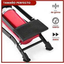 Genérico Bomba de pie de Bicicleta, 100PSI Bomba de pie Monocilíndrica Portátil con Manómetro de Presión Preciso y Válvulas Inteligentes, Bomba de Aire de pie con Set de Adaptadores - 1 - Ver 4