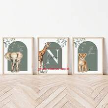 3pcs/Set, Customized Frameless Canvas Poster - Personalized Name Wall Art Prints, 3 Sets Of Nursery Prints, Animal Prints, Customized Jungle Prints, Bedroom Prints, Nursery Decor, Playroom Decor, Nursery Wall Art, Bedroom Decor Custom, Dining Room, Living Room, Bedroom, Office, Playroom, Home Decor - Multicolor - View 10