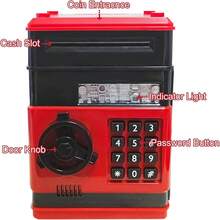 Piggy Bank Cash Coin Can ATM Bank Electronic Coin Money Bank For Kids Age 3-12, Money Savings Box Mini ATM Coin Bank Toys Gifts For 3 4 5 6 7 8 9 10 11 12 Year Old Boys Girls - Red - View 5