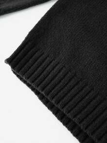 1pc Teen Boys Fashionable Solid Color Collared Knit Sweater, Versatile Layering Piece, Spring/Autumn - Black - View 7
