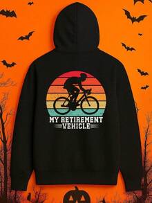 1 Pack Men'S & Women'S Vintage Cycling Graphic Hooded Sweatshirt - My Retirement Vehicle Funny Retirement Design, Comfortable Pullover Hoodie For Casual & Formal Wear, Long Sleeve Regular Fit, (1),Fall Hoodies,Men's Fall Clothes,Street Wear,Halloween,Mens Hoodies,Y2k Clothes,Jesus Hoodie,Thanksgiving Day,Nightmare Before Christmas,Christmas - 黑色 - 查看 1