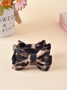 1 Stück modischer Leoparden-Muster Haarklammer mit Schleife, geeignet für tägliche Frisuren