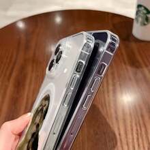 Cute Monkey Pattern Magnetic Clear Shockproof Protective Slim Thin Luxury Phone Case Cover For IPhone X Xsmax 11 12 13 14 15 16 17 Pro Max Plus Air MagSafe - Trong sáng - Xem 7