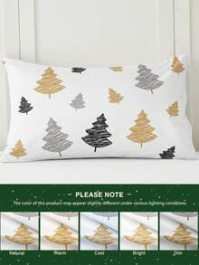 1/2 piezas Fundas de almohada impresas con motivos navideños sin relleno, fundas de almohada de tela suave, opciones de patrones de árbol de Navidad de dibujos animados, suaves y transpirables, amigables con la piel y cómodas, textil para el hogar acogedor, adecuado para ropa de cama del hogar y dormitorio escolar, funda de cojín para sofá, decoración navideña, decoración de habitación, regalo de Navidad, Oeko-Tex