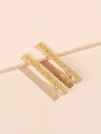 مجموعة من قطعتين من مشابك الشعر النسائية المزينة بالترتر الملون واللماع والراين، أنيقة للاستخدام اليومي، مشابك شعر